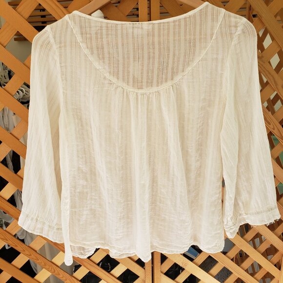 KENAR Vintage sheer gauzy white crochet festival renaissance top Size Medium - Picture 4 of 5